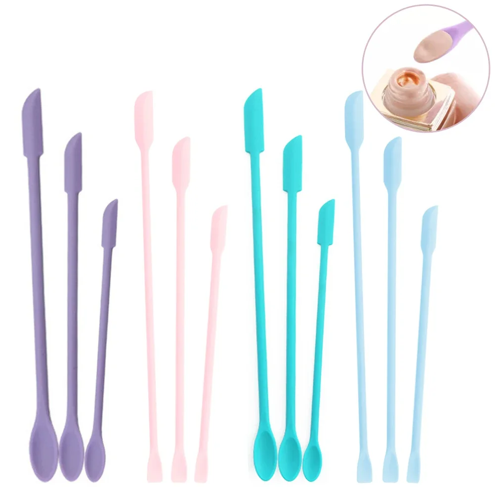 

3pcs Silicone Scraper Makeup Brushes Set Mini Soft Cosmetics Makeup Tools Beauty Accessories 2 in 1 Silicone Scoop Scraper Set