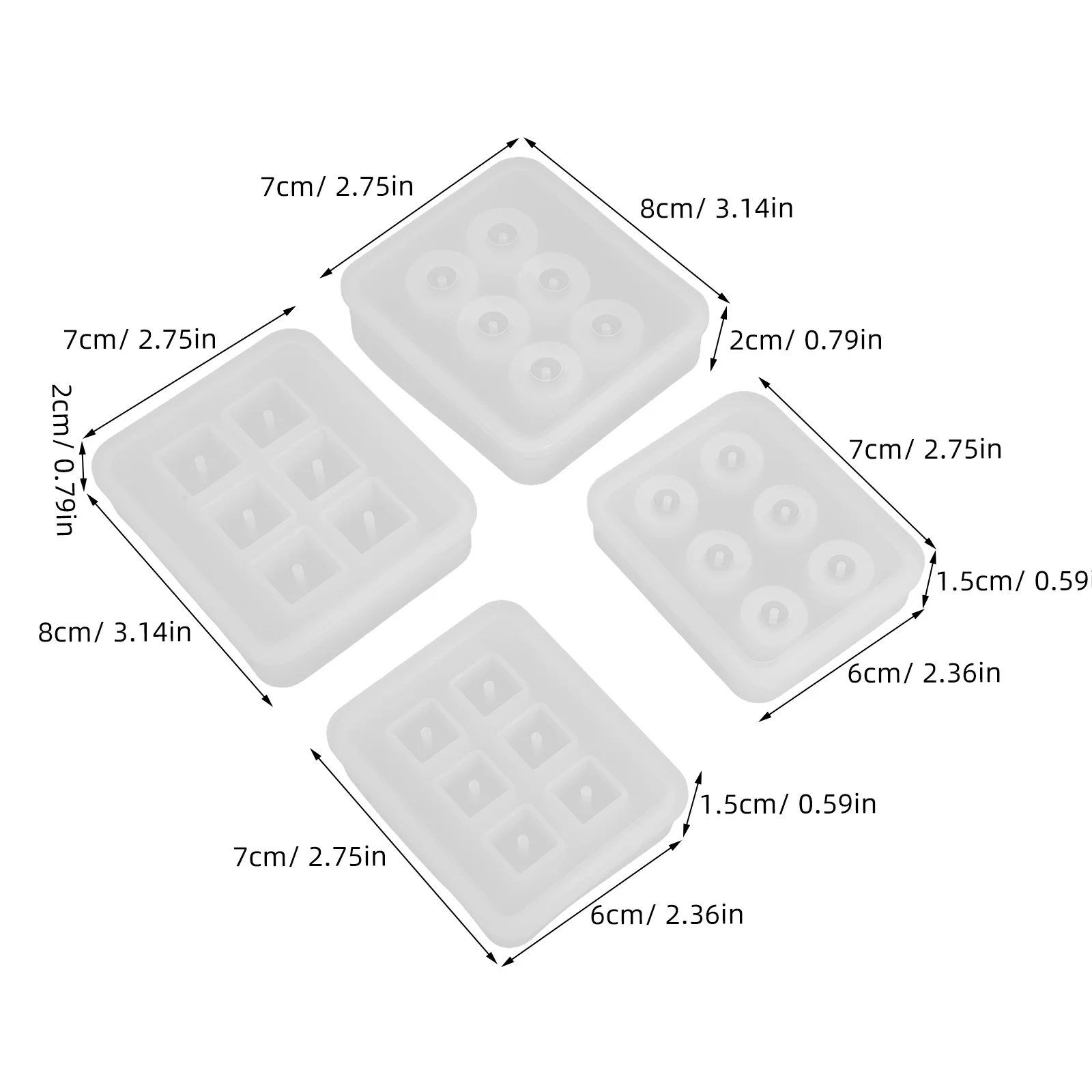 4 قطعة كرة سيليكون مربعة الراتنج الايبوكسي قالب صنع المجوهرات بوليمر كلاي الصابون كابوشون الأحجار الكريمة لتقوم بها بنفسك صياغة المشاريع