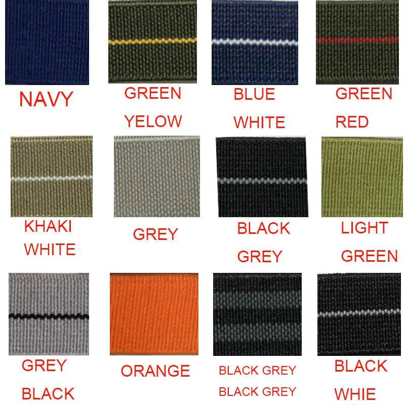 Elastic Nylon Watch Strap 18mm 20mm 22mm Black Green Gray Multi Colors Watch Band Accessories Suitfor Military Watch Strap