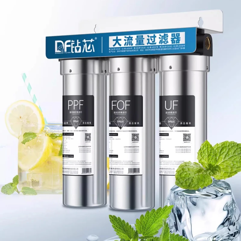 

10-дюймовый трехступенчатый предварительный фильтр из нержавеющей стали, бытовой водопроводной воды, 20-дюймовый четырехступенчатый очиститель воды для льда для рекламы