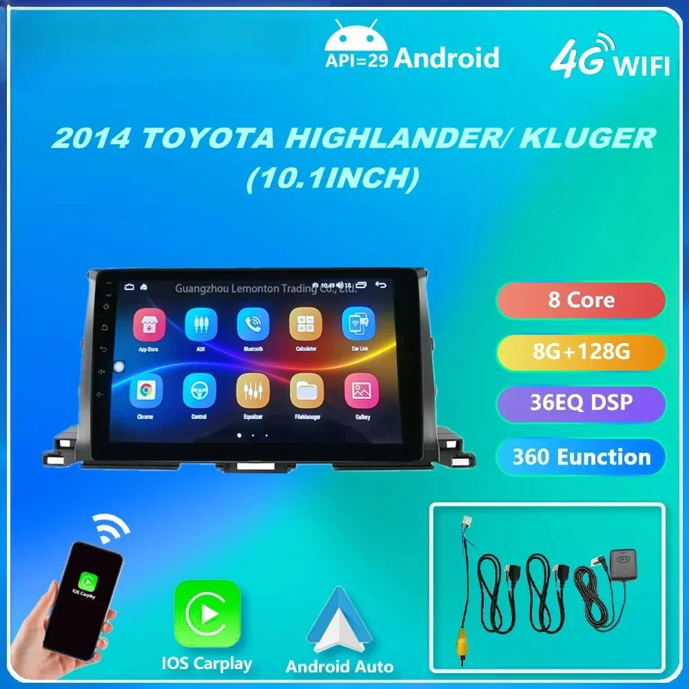 Quad Core Android 12.0 for TOYOTA Highlander 2015 2016 2017 2018 Multimedia Stereo Car DVD Player Navigation GPS Radio