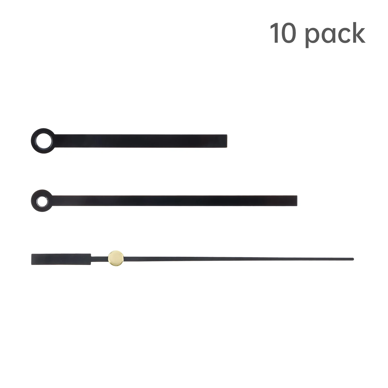 10 Pack Aluminum Rectangular Black Clock Hands Kit for Wall Clock Repair / DIY, Clock Hands Replacements