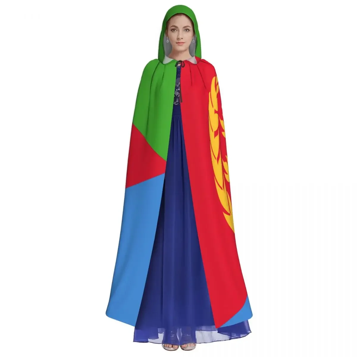 Hooded Cloak Polyester Unisex Witch Cape Costume AccessoryFlag Of Eritrea