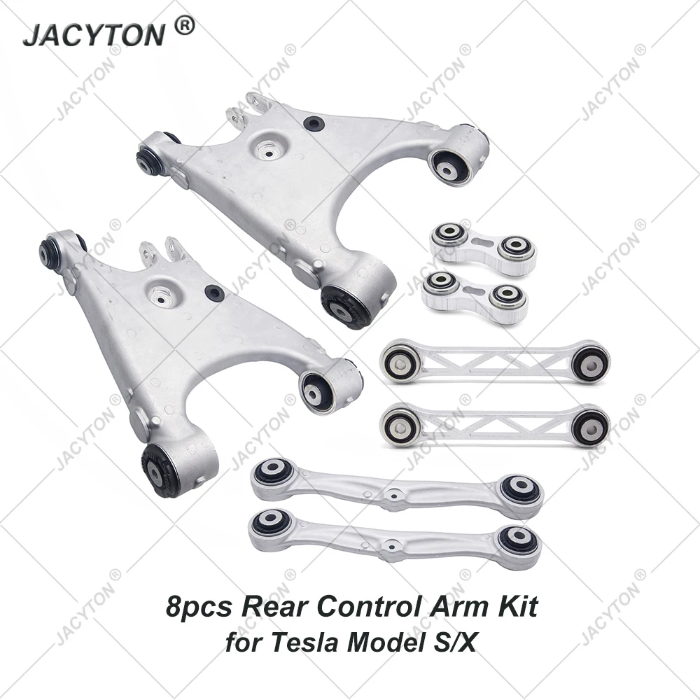 JACYTON 8pcs Rear Control Arm Kit For Tesla Model S X 5YJS 5YJX 1021416-00-D 1027421-00-E 1021420-00-A 1021422-00-A 6006774-00-B