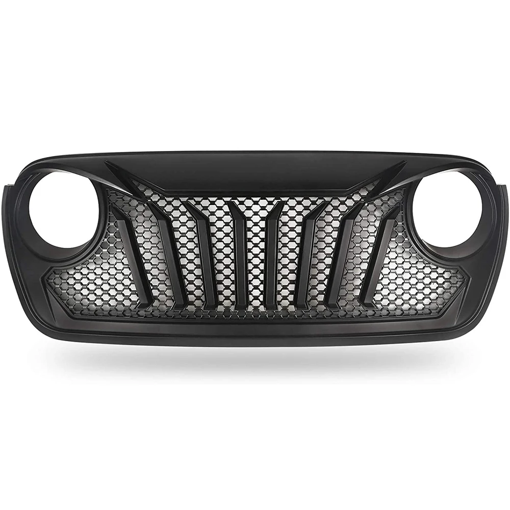 Racing Grille Bumper Upper Grills Mesh Cover Wiht LED Light For Jeep Wrangler JL Gladiator JT 2018-2023 Exterior Accessories