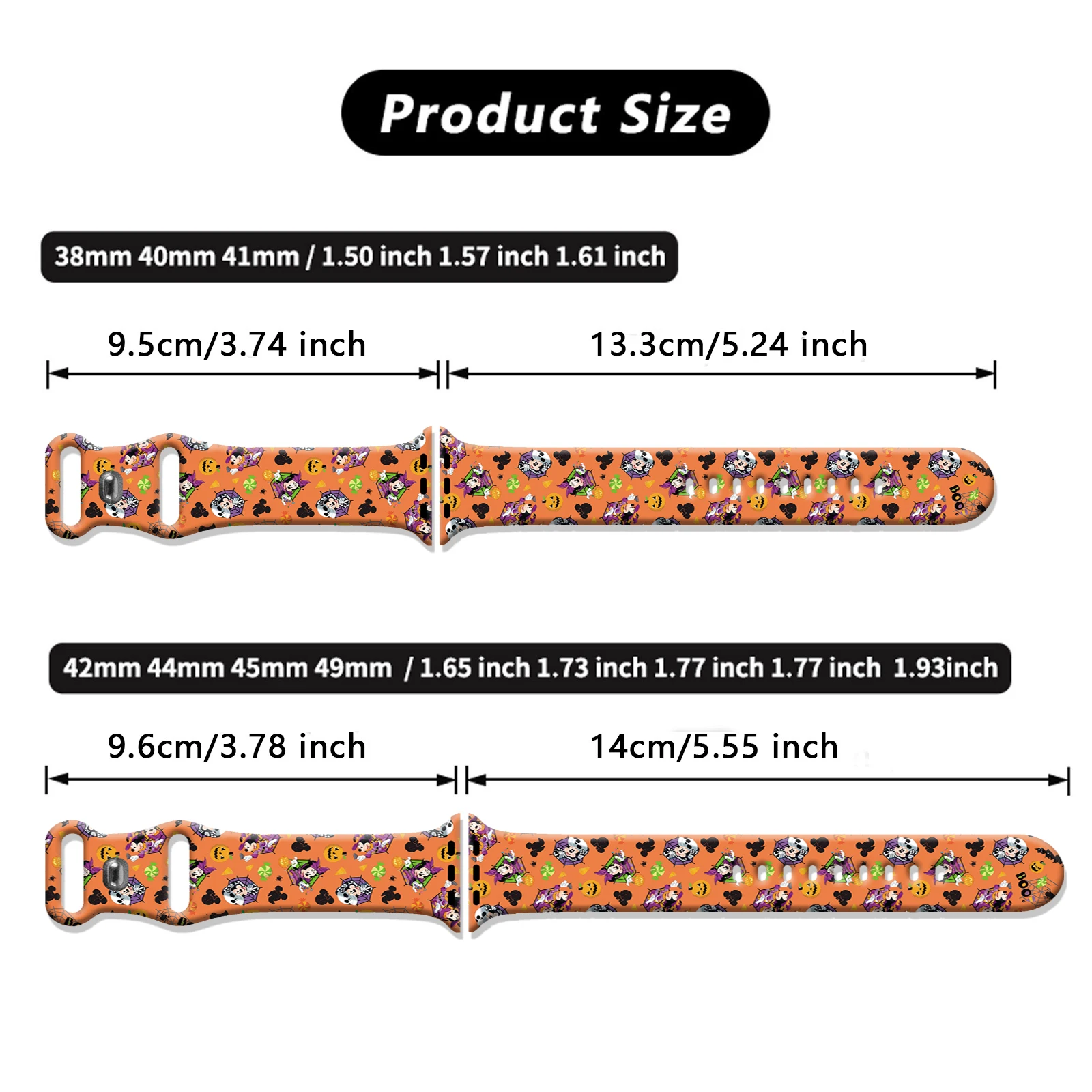 Disney Halloween Mich Printed Strap for Apple Watch 9 8 7 SE 6 Silicone Band Replaceable Bracelet for iWatch 45mm 44mm 42mm 41mm