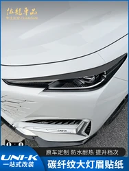 For Changan Unik Uni-k Carbon Fiber Pattern Front Rear Lamp Eyebrow Film Decorative Protective Film Stickers