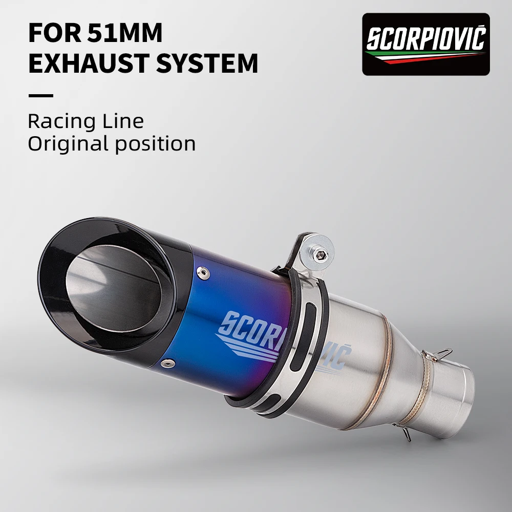 51mm Universal Motorcycle Exhaust SR Silencer Tube DB Killer GP Project R6 R1 R3 MT07 TMAX155 GSX250 PCX125 C22