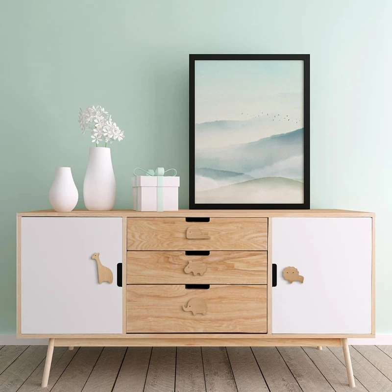 Wooden Animal Cabinet Knobs Decorative Dresser Knobs With Screws Dresser Pulls Wood Marine Woodland Animals Knobs 6Pcs Durable