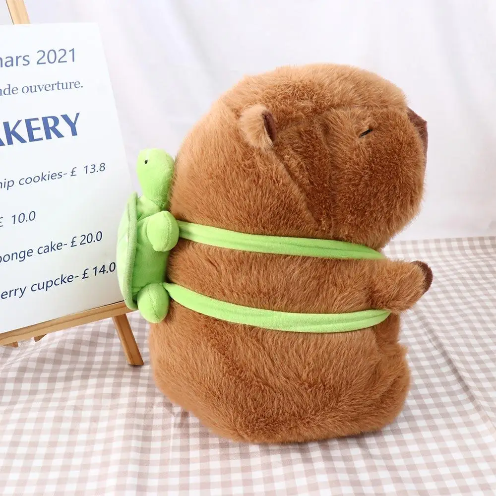 Capybara Simulation Capybara Plush Toy With Turtle Cloth Doll Capybara Plush Doll Soft Cute Doll Animal With Turtle Backpack