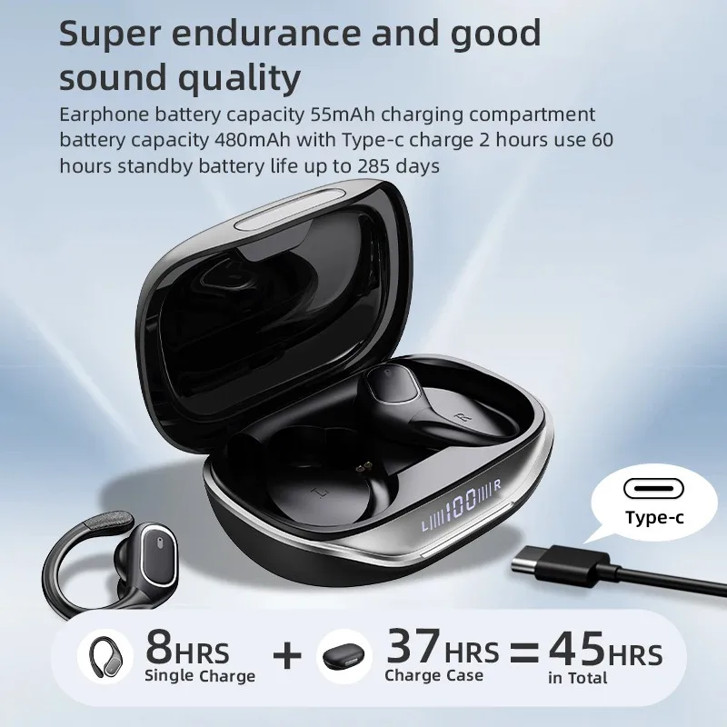 

T16 Bluetooth Headset Automatic Connection TWS Wireless 5.3 Bluetooth Earpiece waterproof Hands-Free Headset with Charging Case