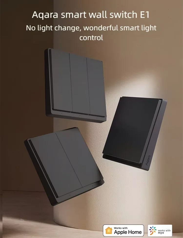 Aqara Smart Wall Switch E1 ZigBee 3.0 Smart Home Grey Key Light Switch Fire Wire With/NO Neutral For Xiaomi Mi Home Homekit APP