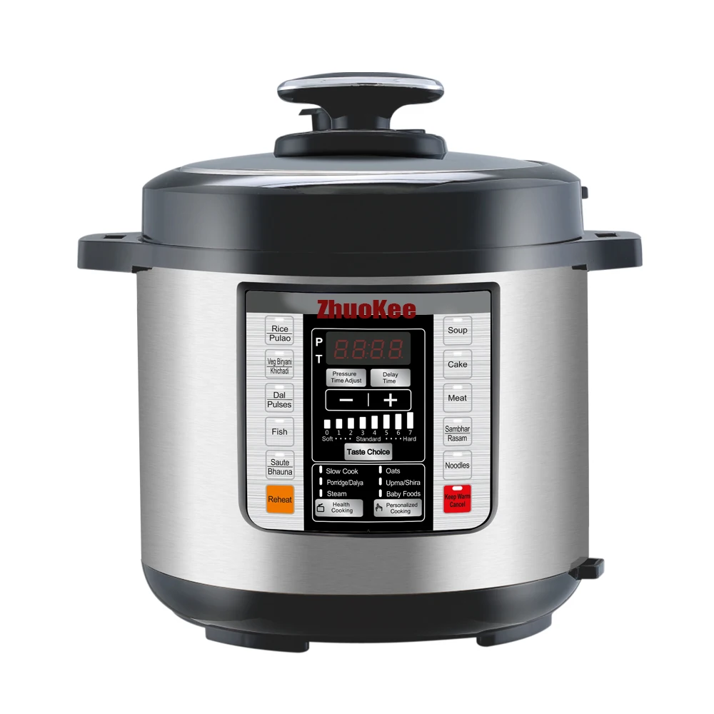 Big Programmable Stainless Steel Electric Pressure Cooker with LED Display 5.1-6.0L Capacity 1200W Power for Household Hotel Use