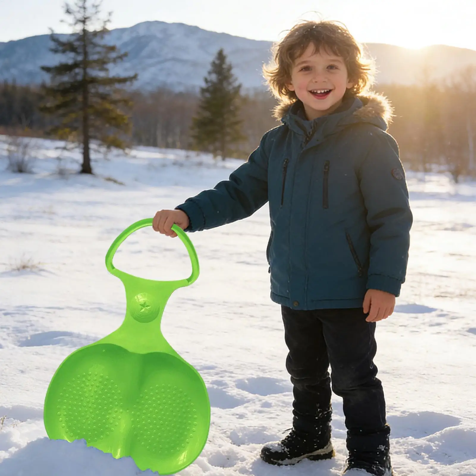 Sleds For Snow Winter Sports Supplies Snow Slider With Handle For Family Kids Adults Teens Visitors School Vacation Backyard view 3