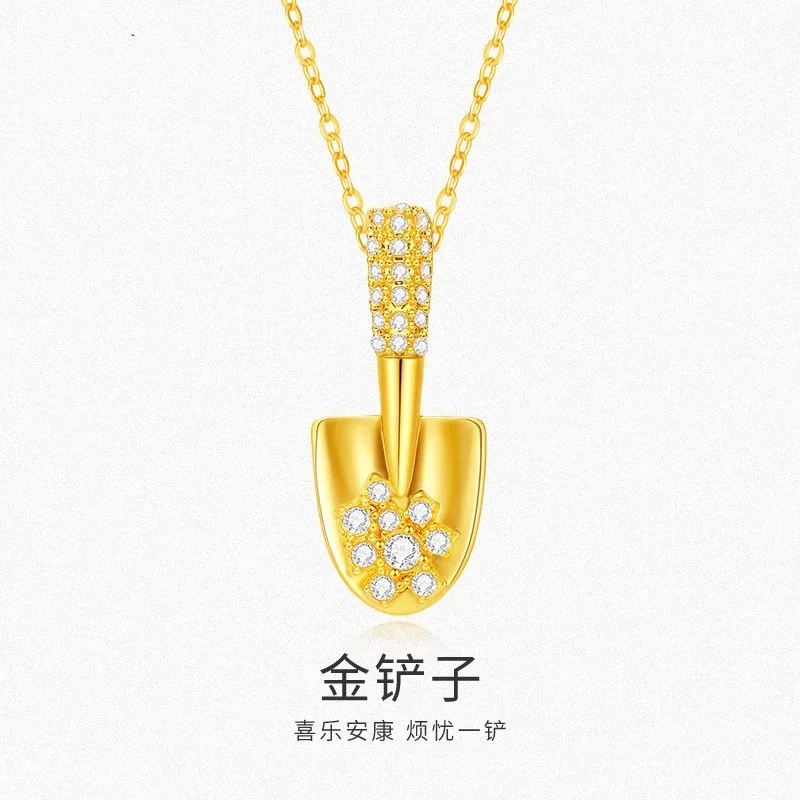 

AU750 18-каратное золотое ожерелье с подвеской в виде лопаты для женщин, инкрустированный дизайн ключицы, подарок на день рождения, фестиваль середины осени для подруги