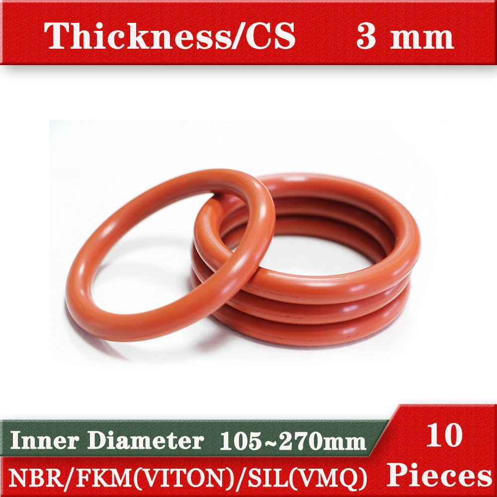 NBR FKM VITON SIL VMQ Rubber ring gasket 3mm Thickness supper big size inner diameter 105-270mm Oring pump seal gaskets orings