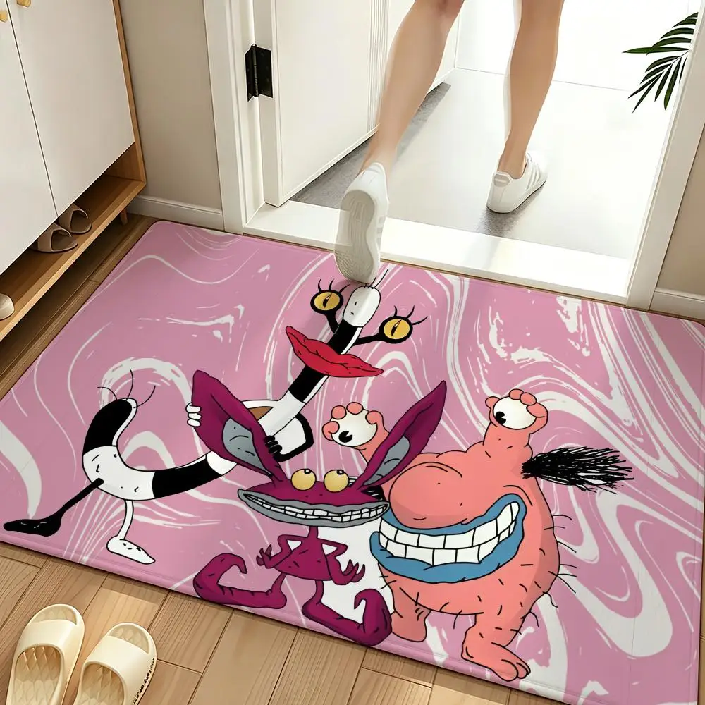 Cartoon A-Aaahh!Real Monsters Floor Mat Soft Flannel Floor Mat  Suitable for Entryways, Living Rooms, Bedrooms, and Bathrooms