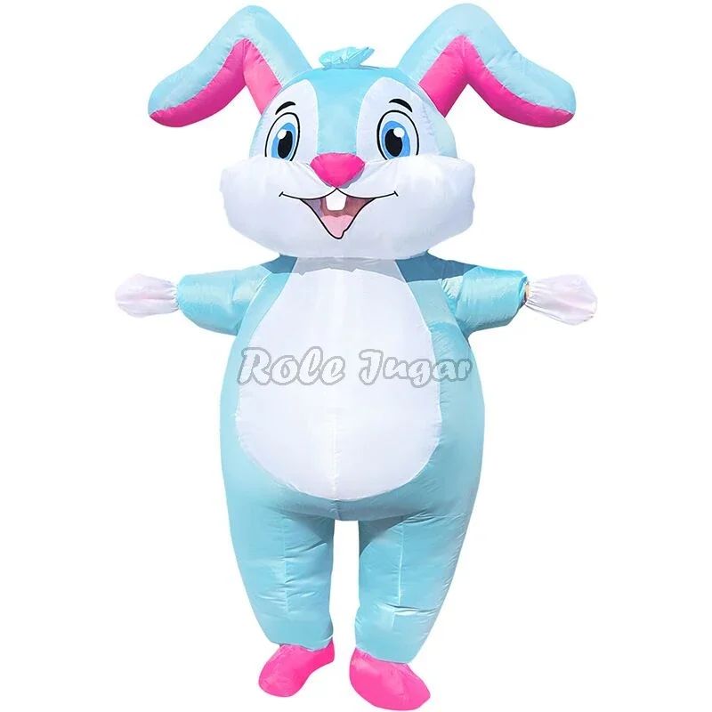 Costume de lapin mignon gonflable pour hommes et femmes, Halloween, Pâques, Pourim, Carnaval, ix, Cosplay Animal, Costumes de lapin