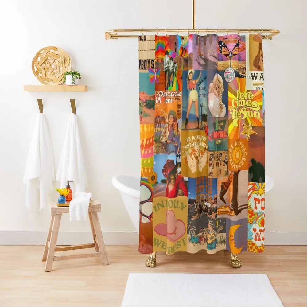 

Western Collage Shower Curtain Bathroom Accessory Bathroom Box Shower Set For Bathroom Curtain