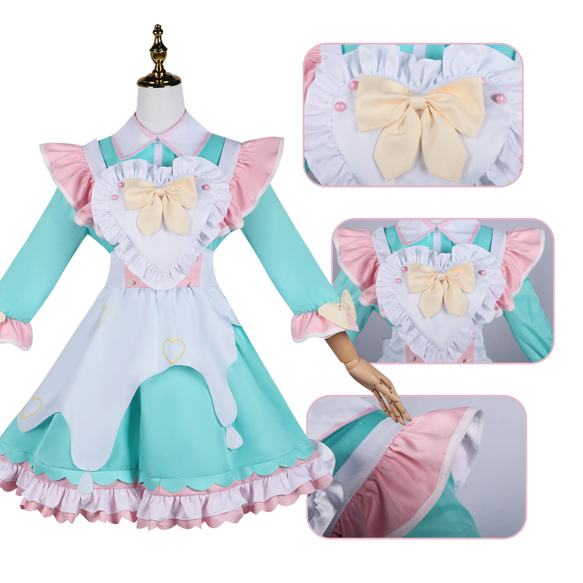 Needy Girl Overdose KAngel Streamer Ame Cosplay Costume New Maid Suit Wig Halloween Party Clothes Women Cute Sweet Sexy Dress