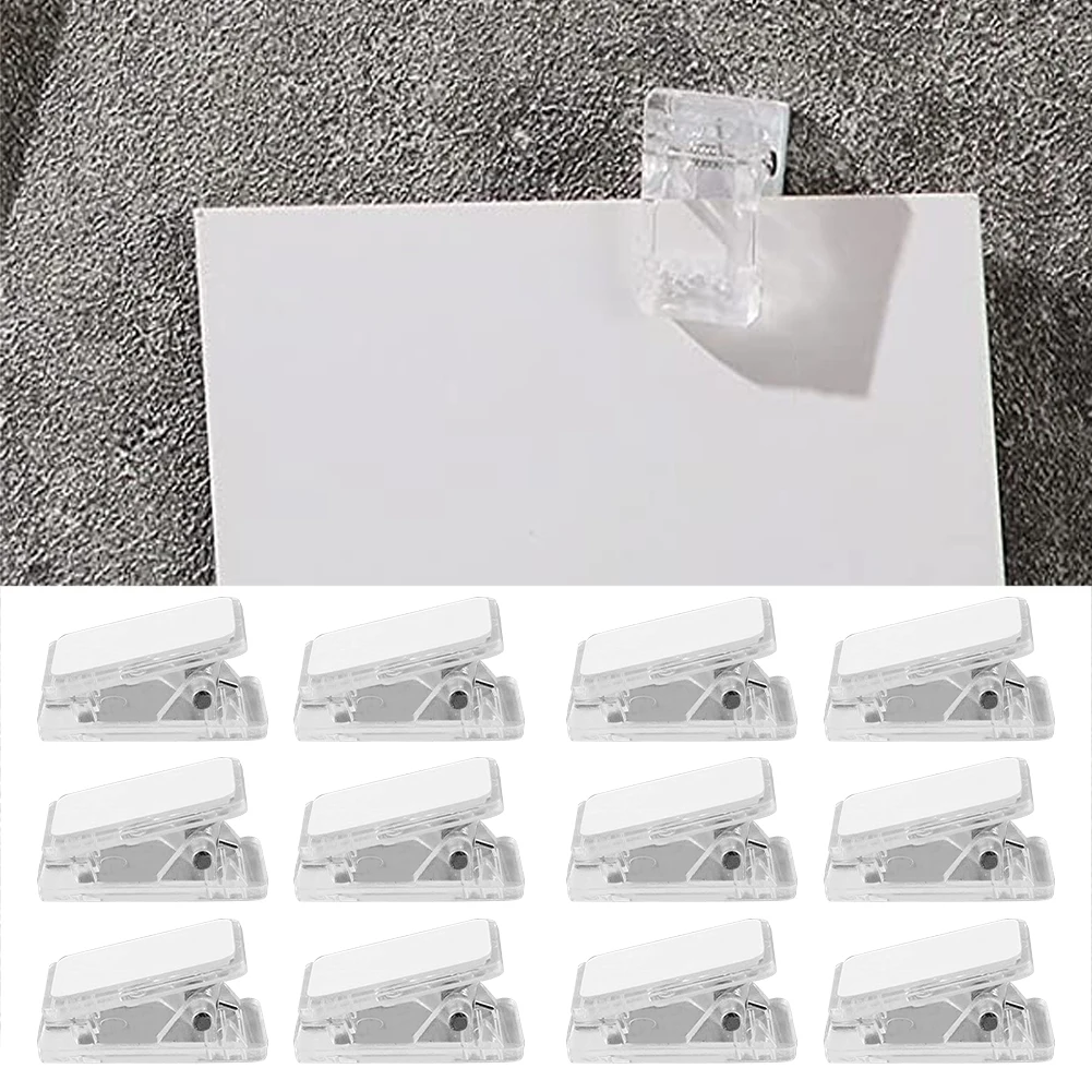 50pcs For Hanging Multifunctional Wall Tapestry Display Spring Loaded Heavy Duty Self Adhesive Clip Small Clear Portable Storage