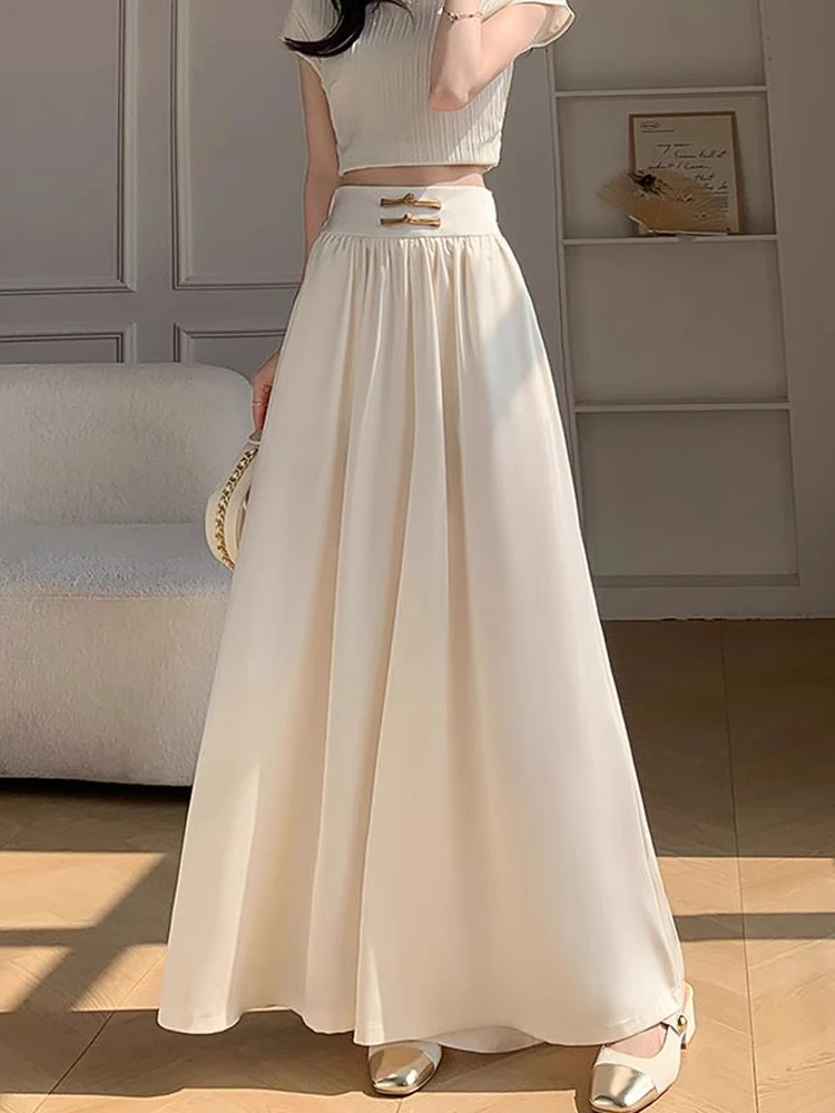 

Новые китайские шелковые атласные широкие брюки с высокой талией, женские летние тонкие висячие брюки длиной до пола, юбка