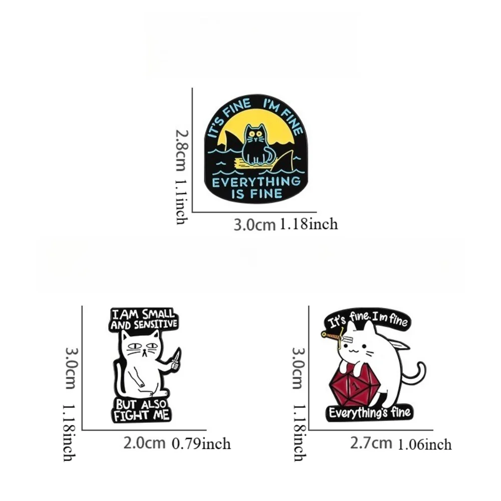 Cats with Their Personalities At Risk Pin 12-sided Dice Clothing Bags Accessories Metal Pins Badges
