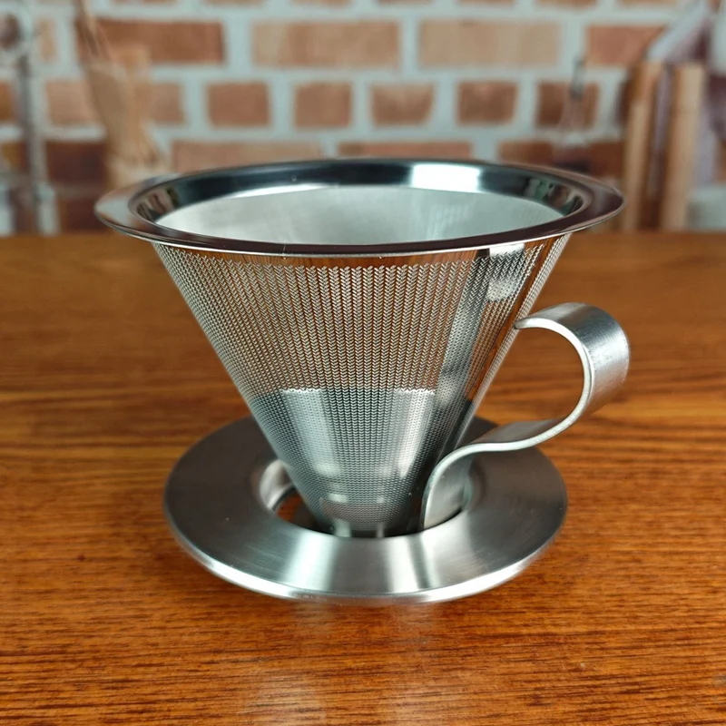 Stainless Steel Coffee Dripper Handle Coffee Filter With Base Paperless Filter Coffee Filter Tea Filter
