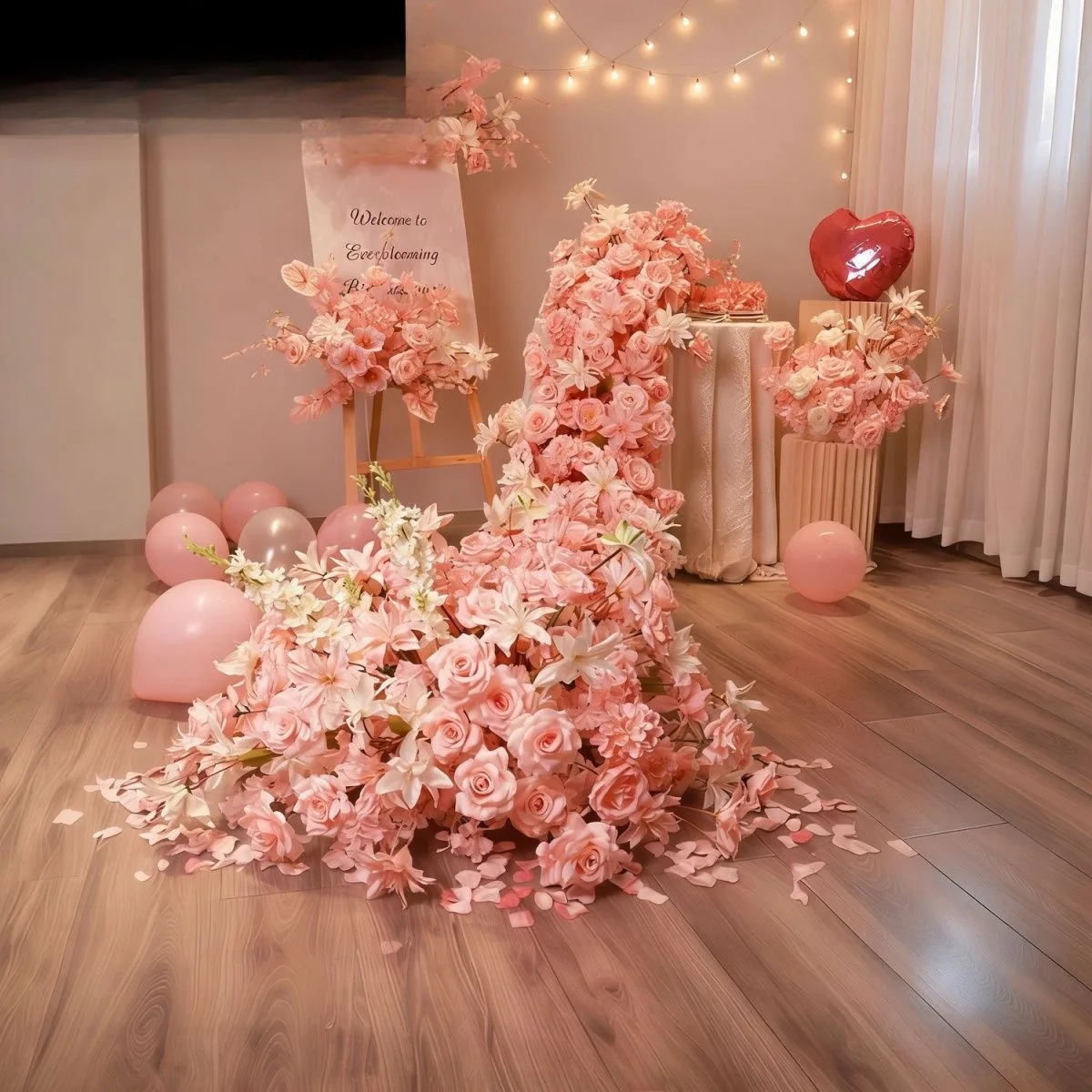 Simulation waterfall floral ornament wedding birthday celebration bionic woven flower scene landscaping fake flower decoration