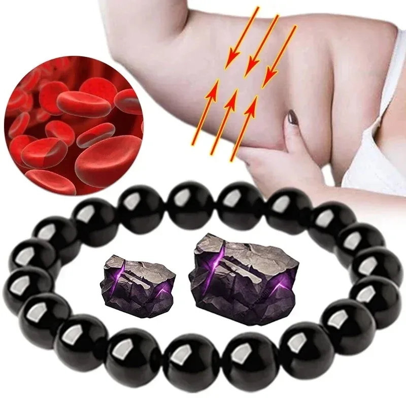 6/8/10/12/14mm Black Obsidian Stone Bracelets Fat Relief Promote Blood Circulation Anti Anxiety Weight Loss Bracelet Jewelrys view 2