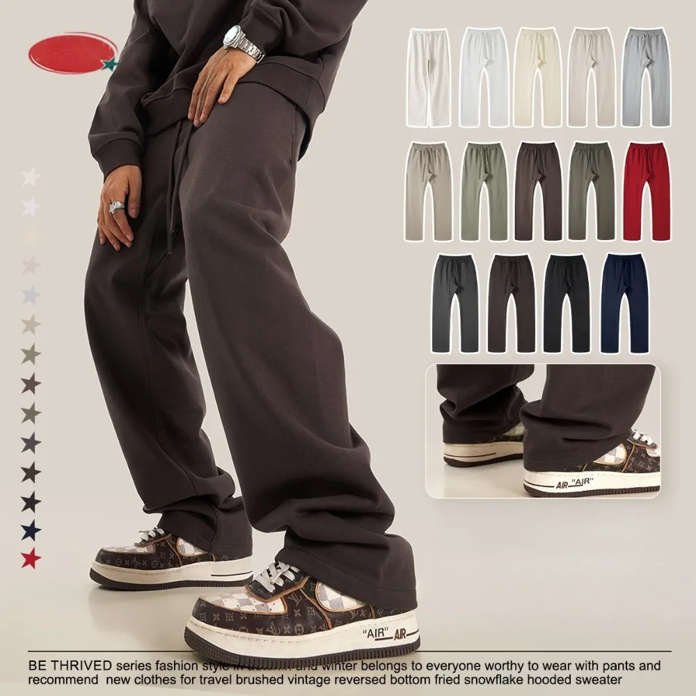 

Мужские осенние тяжелые брюки в американском стиле 2025 года, молодежные свободные мужские спортивные штаны, прямые спортивные мужские брюки