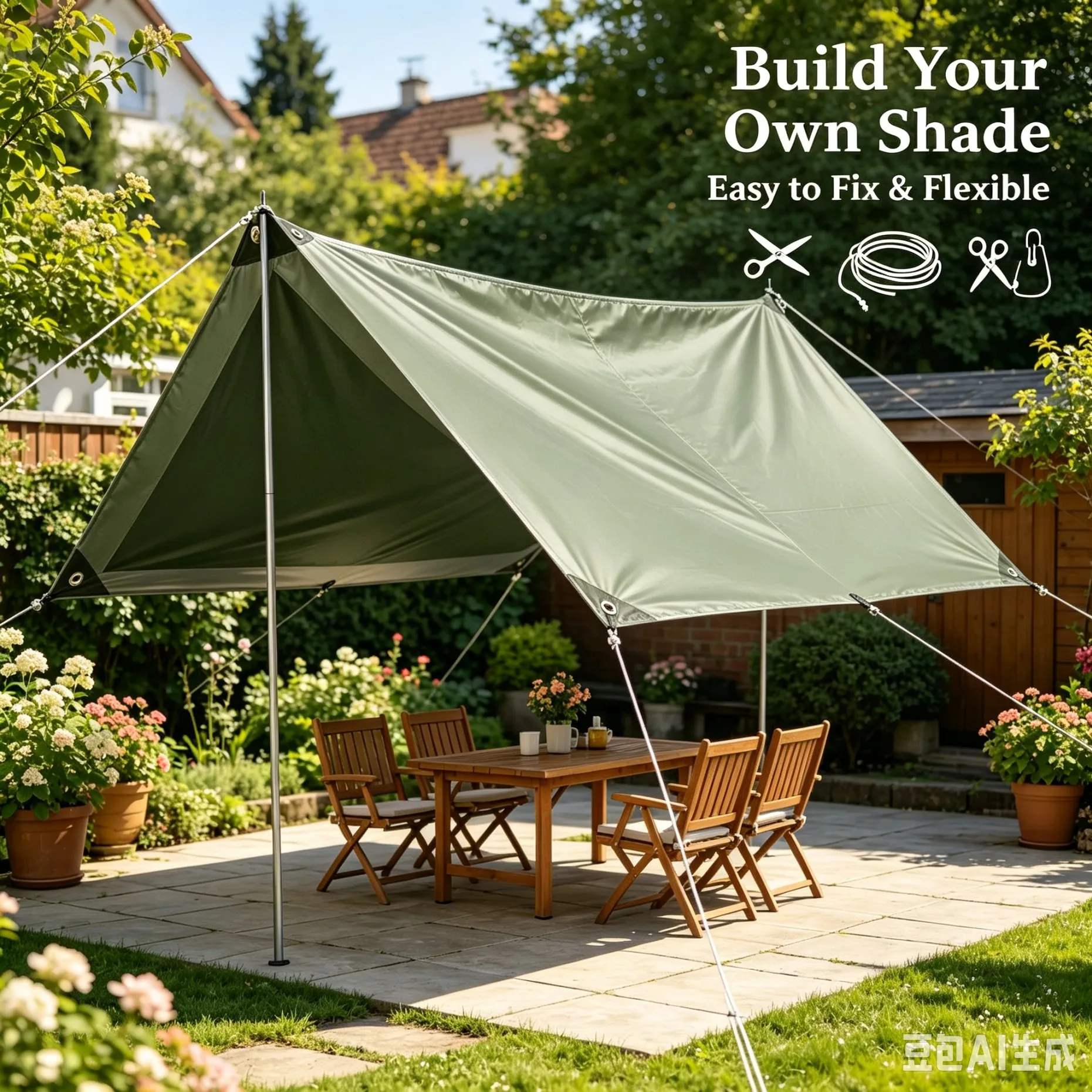 0.32mm PE Tarpaulin Silver Army Green Poly Tarp, Stain Resistant Tear Resistant Easy To Clean Outdoor Protective Cover