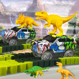 Magic Electric Dinosaur Toy Car Set for Children, Railway Race Track, Flexible Car Set, Flash Light, High Quality 10 Main Sales Dinosaur toy - №3