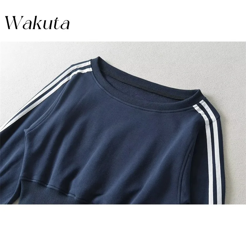 WAKUTA Korean Autumn Style Diagonal Shoulder Pullover Hoodie Niche Long Sleeved Patchwork Bow Tie Loose Waist Tanks コダック ポケモン