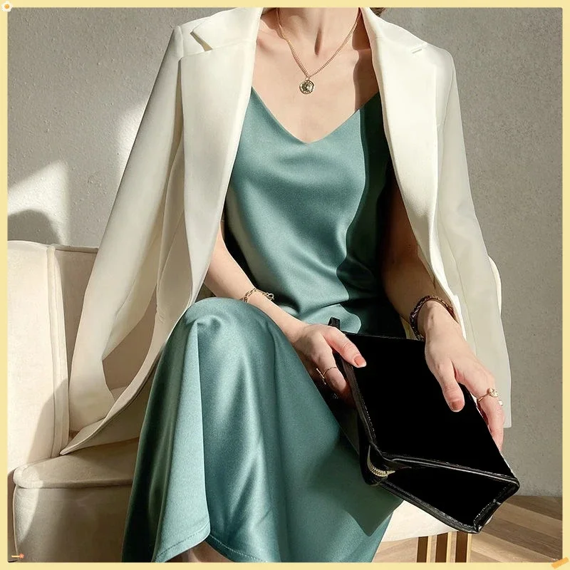 

Trending 2025! Sexy Spaghetti Strap Satin Dress - Vintage | Summer Long/Maxi Midi Robe, Elegant Women's Clothing