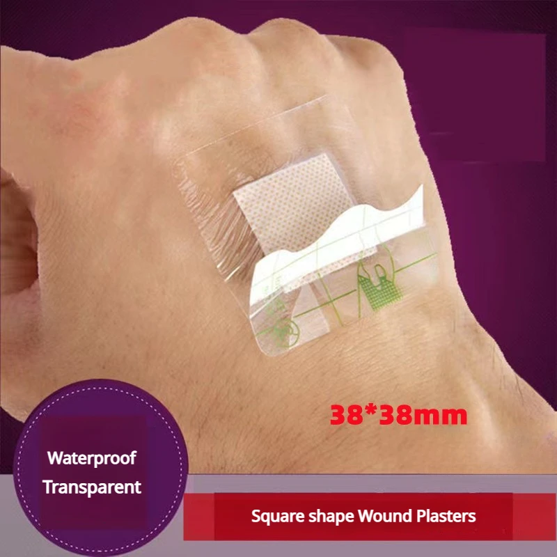 50pcs/set Waterproof Band Aid Transparent Non-transparent Wound Plasters Square Round Shape Available Skin Patch Woundplaste