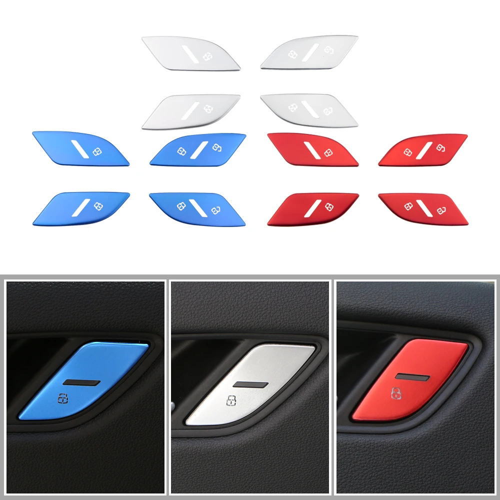 For Audi A3 8V 2013 - 2017 2018 2019 Door Lock Button Trim 4Pcs/set Decorative Cover Sticker Sequin Interior Accessories
