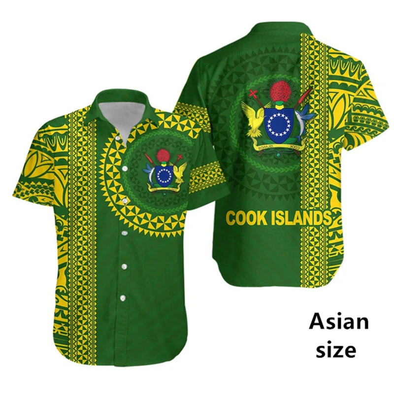Cook Islands Flag Map 3D Printed Hawaiian Shirts For Men Women Fashion Polynesian Short Sleeve Button Shirt Casual Unisex Tops