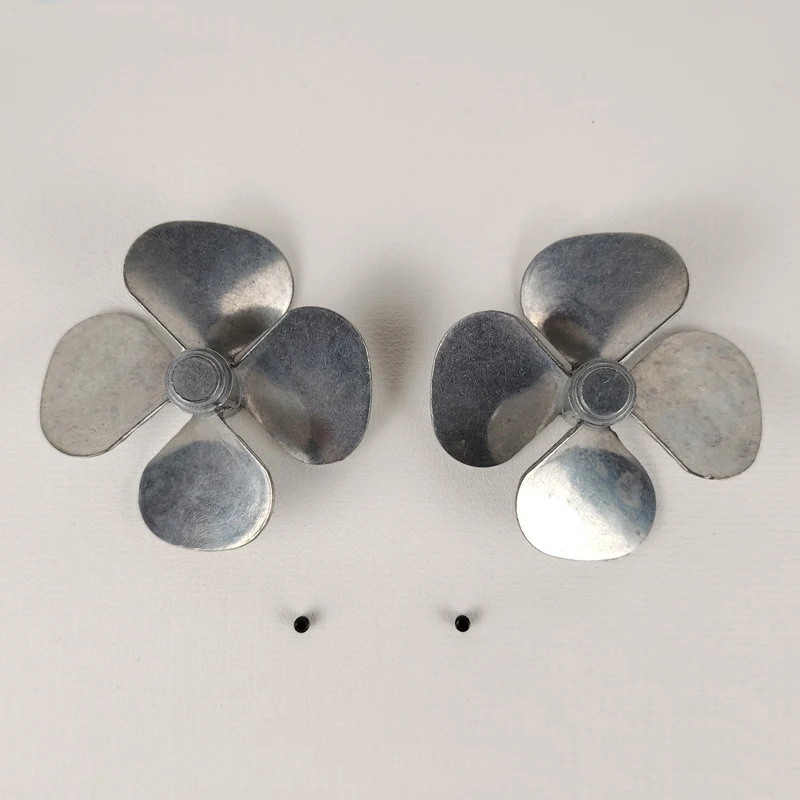 1Pair 50mm 55mm 60mm Alloy 4-bladed Rounded-corner Propeller Hole Dia 4mm Positive Negative Props Plug-in for RC Boat Ship Toy