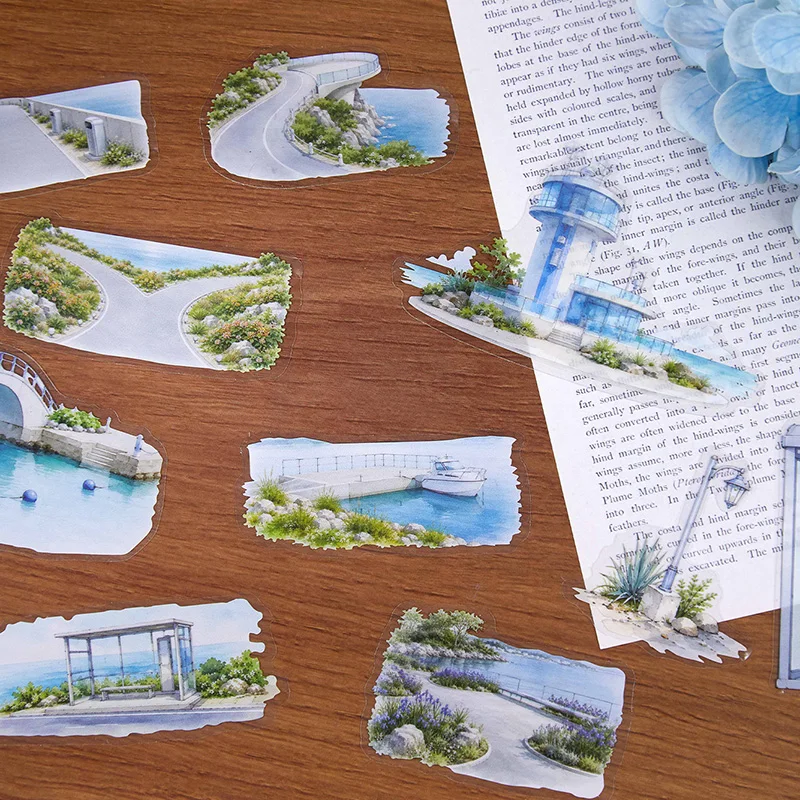 30pcs road diffuse series Ins road street view PET sticker DIY diary scrapbook creative aesthetic stationery sticker