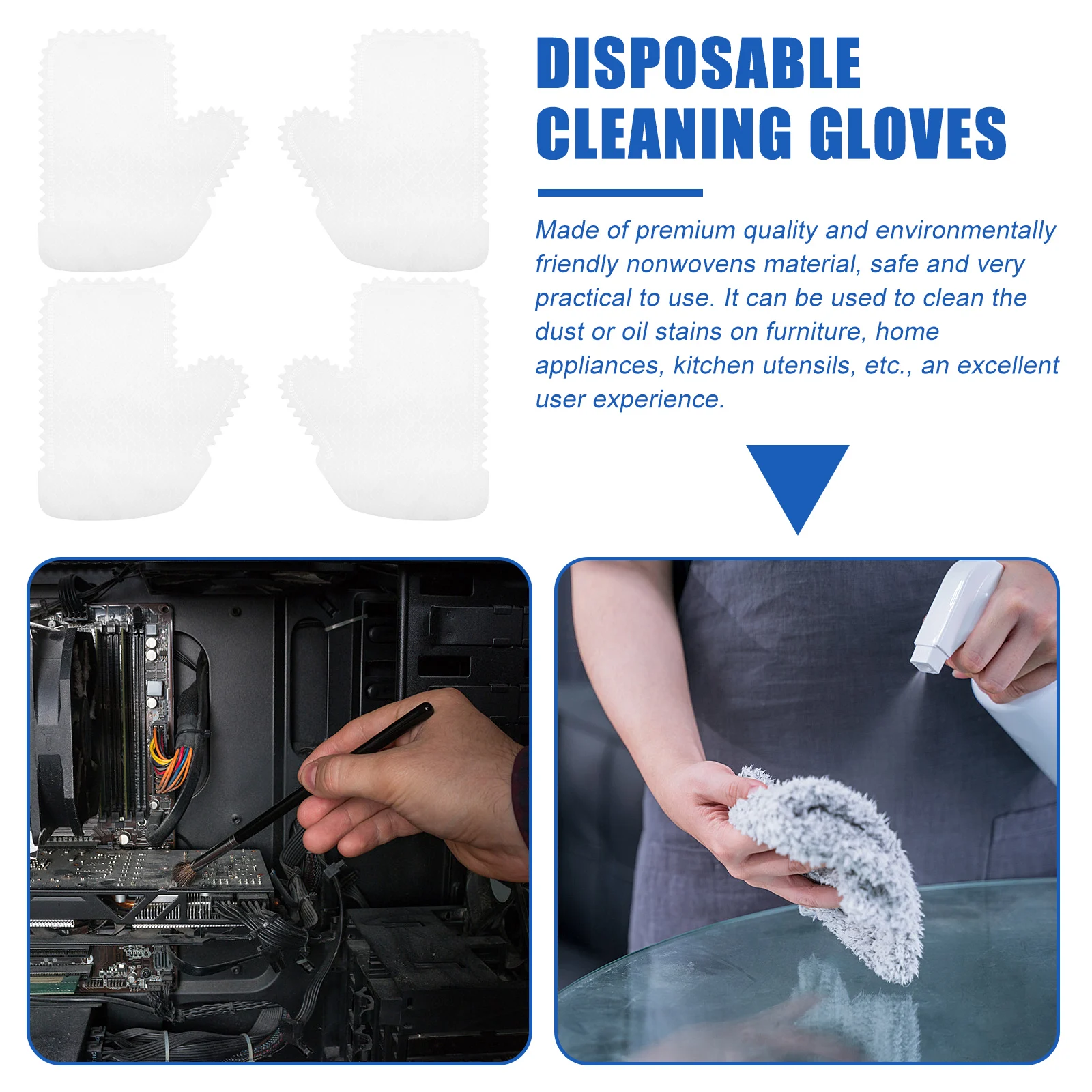 

10pcs Disposable Nonwovens Cleaning Gloves Electrostatic Dust Removal For Furniture Glass Kitchen Home Use Supple Hygienic Safe