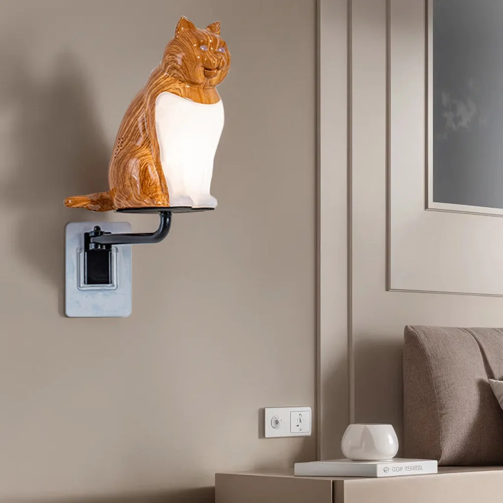 LED Cat Wall Spot Light 3-poziomowa jasność Cat Sleep Light Zdalne sterowanie Cat Atmosphere Light do wystroju pokoju domowego