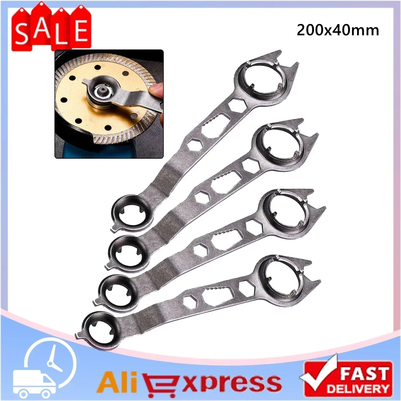

4Pcs Special Wrench 4 Claw For Angle Grinder Hand Tool Flange Nut Wrench Versatile Efficient Disassembly Tool 200x40mm