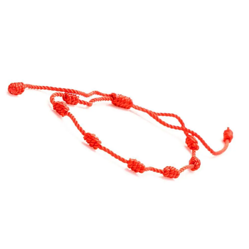 Not Easy To Fade, Red And Black Handmade Peruvian Knot Weaving Seven Knots Red Rope Bracelet Weaving For Women