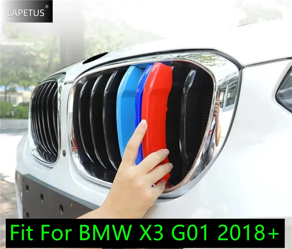 

Plastic Front Mesh Grille Cover Trim Insert Mesh Stripes Styling Tricolor For BMW X3 G01 2018 - 2023 Auto Exterior Accessories