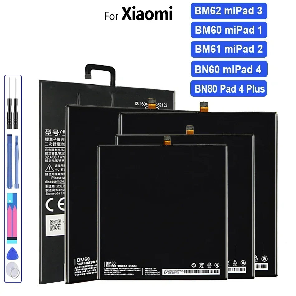 Tablet Battery for Xiaomi Mi Pad 1, 2, 3, 4 Plus, 4 Plus,For Mipad 1, 2, 3, 4 Plus, Tools, BM60, BM61, BM62, BN60, BN80