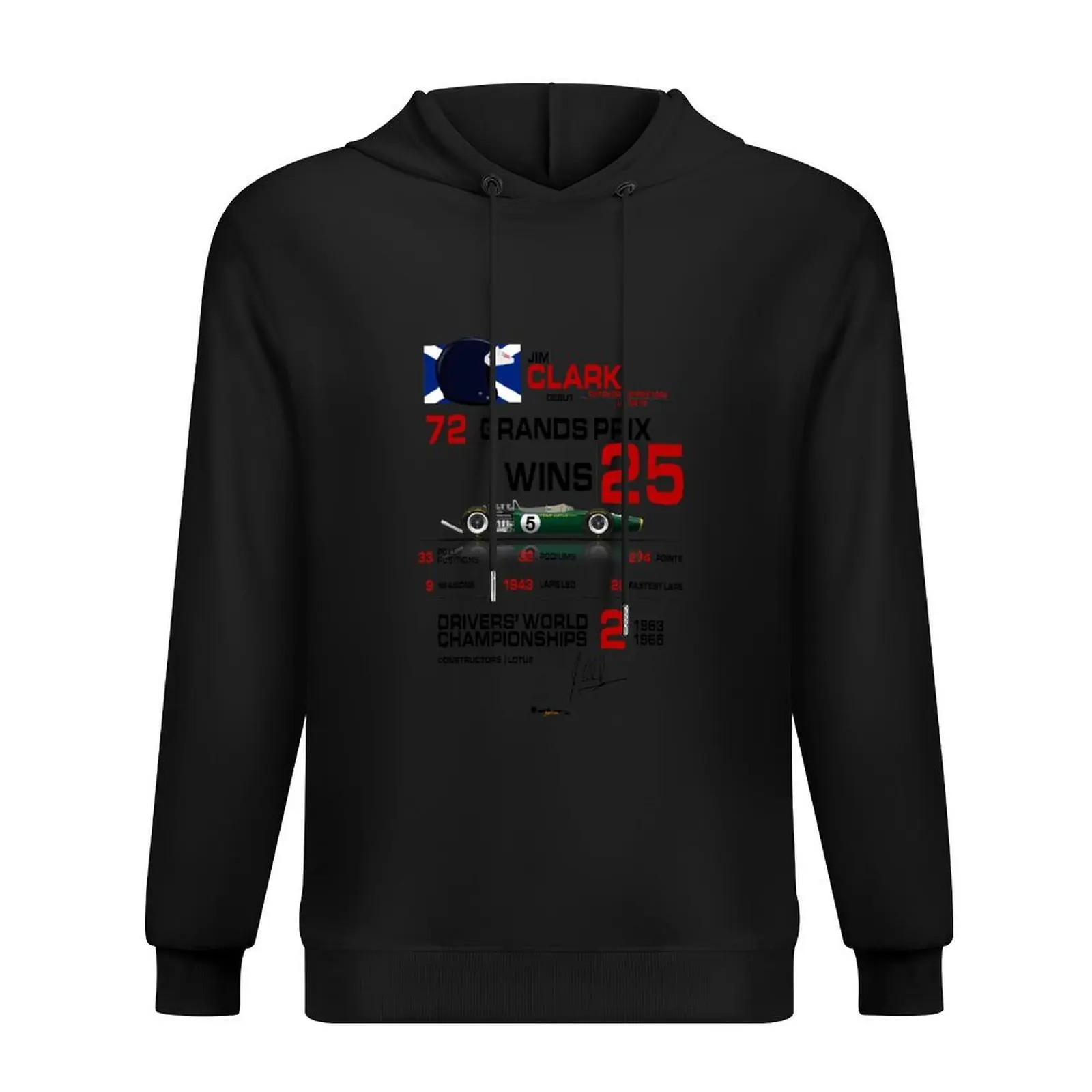 

Jim Clark - F1 Stats with car & helmet design Hoodie mens clothes hooded shirt big size hoodie