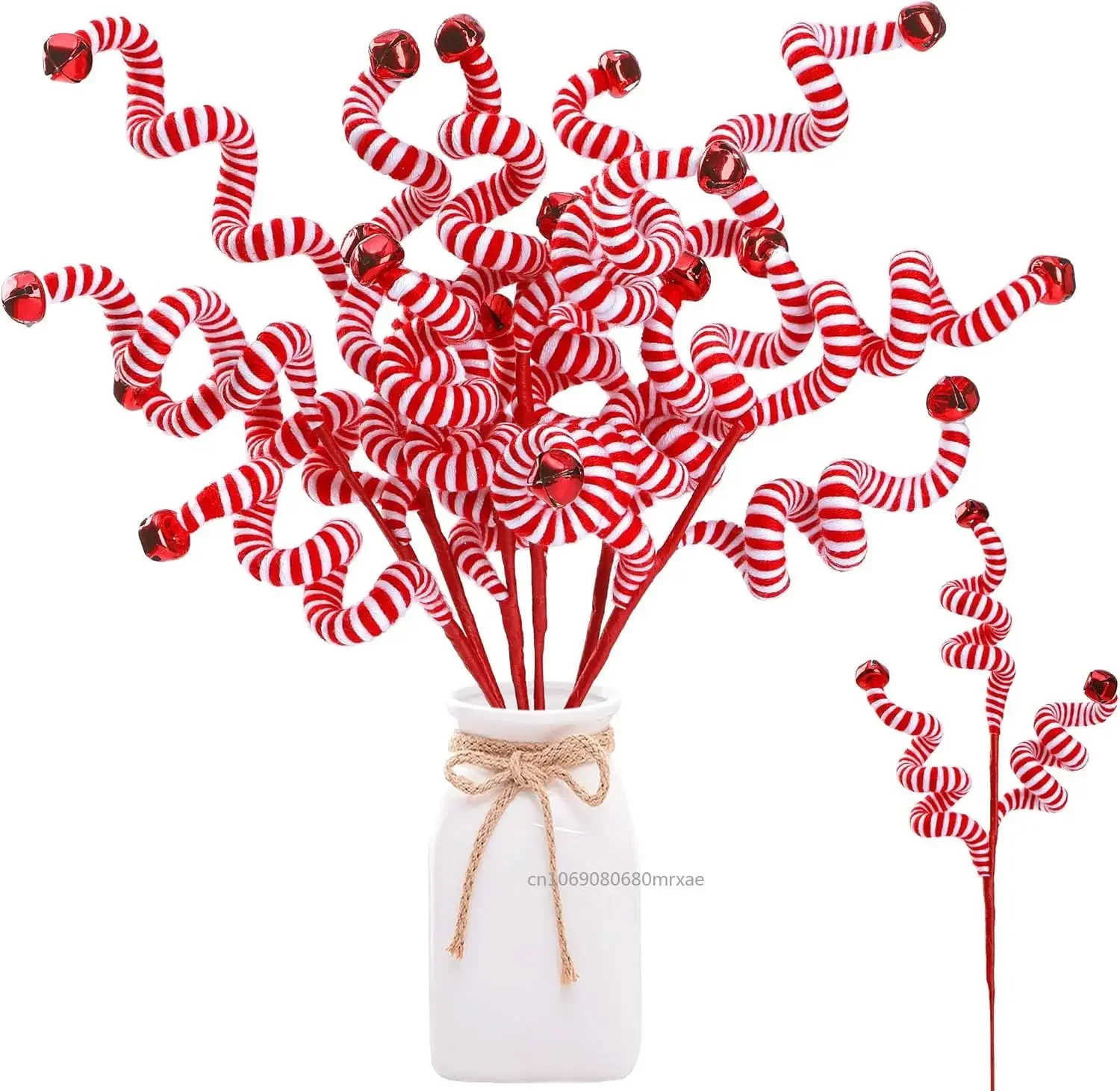 Red Christmas Tree Candy Cane Branch Woolen Candy Curly Pick, Christmas Tree Decorations Home Office Vase Party Ornaments