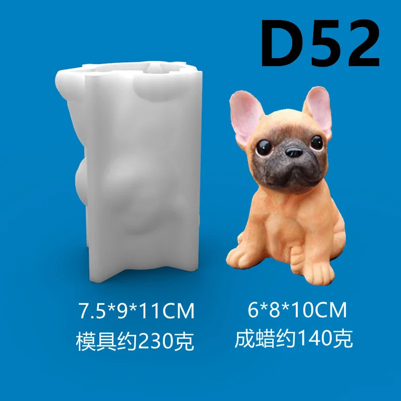 

D52 French Bulldogs Candle Silicone Mold for DIY Handmade Aromatherapy Candle Ornaments Handicrafts Soap Mold Hand Gift Making