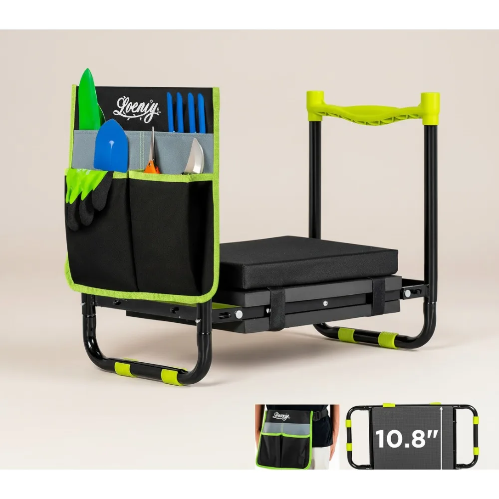 

Foldable Garden Kneeler and Seat with Tool Pouch, Heavy Duty Gardening Stool for Seniors & Parents